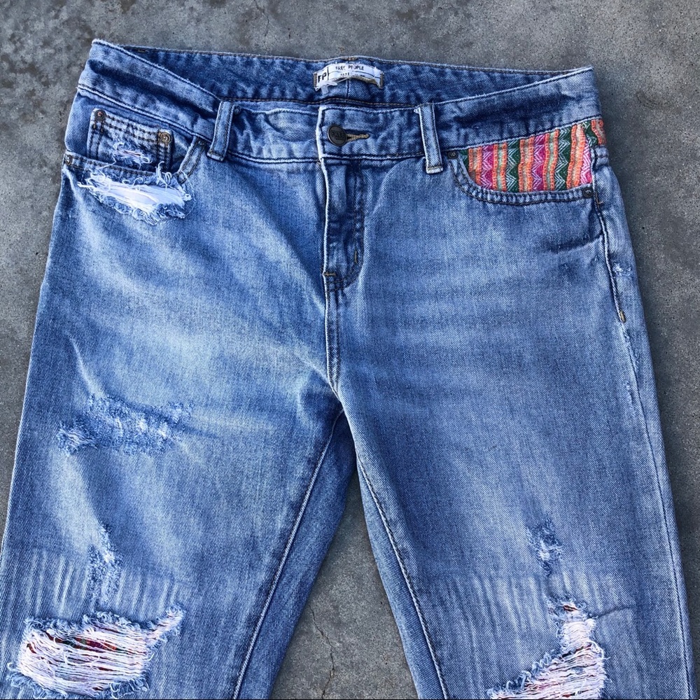 COPY - Free people distressed patched jeans